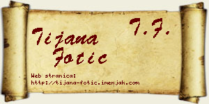 Tijana Fotić vizit kartica